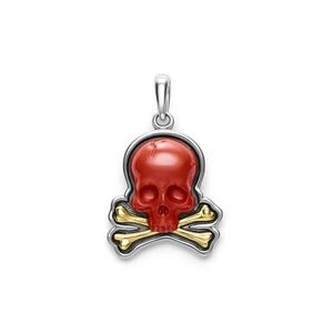 Lagos Anthem Two-Tone 18K Gold Sterling Silver & Red Jasper Skull & Bones Amulet